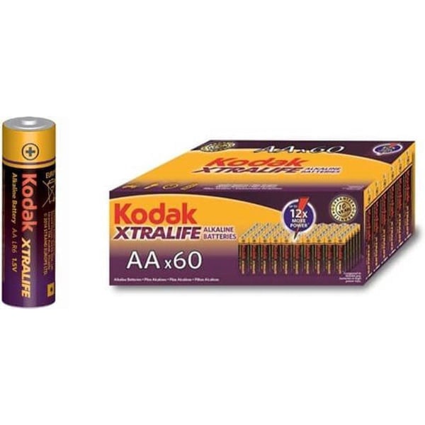 Kodak XTRALIFE alkaliskt AA-batteri (60-pack) Svart