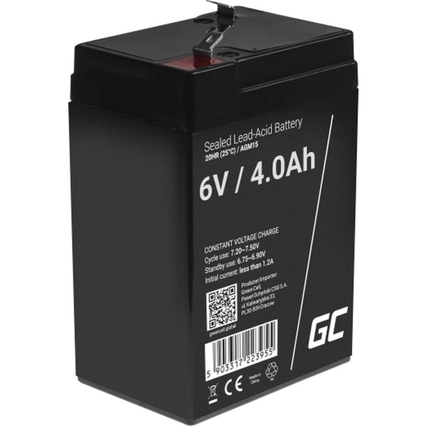 Green Cell AGM15 UPS-batteri förseglad blysyra (VRLA) 6 V 4 Ah
