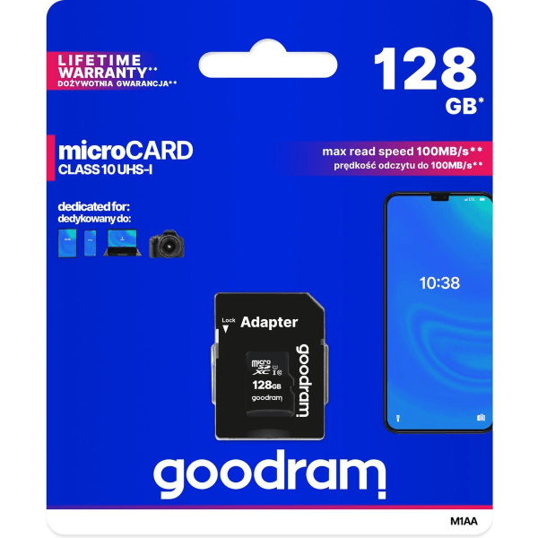 Goodram M1AA-1280R12 minneskort 128 GB MicroSDXC Class 10 UHS-I