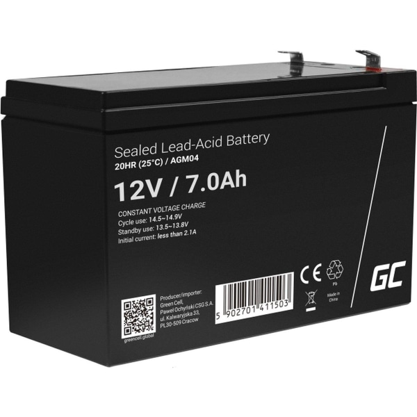 Green Cell AGM04 UPS-batteri förseglad blysyra (VRLA) 12 V 7 Ah