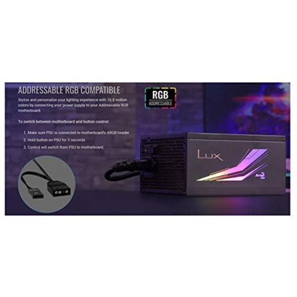 Strømforsyning Aerocool Lux RGB 550M 550 W Sort