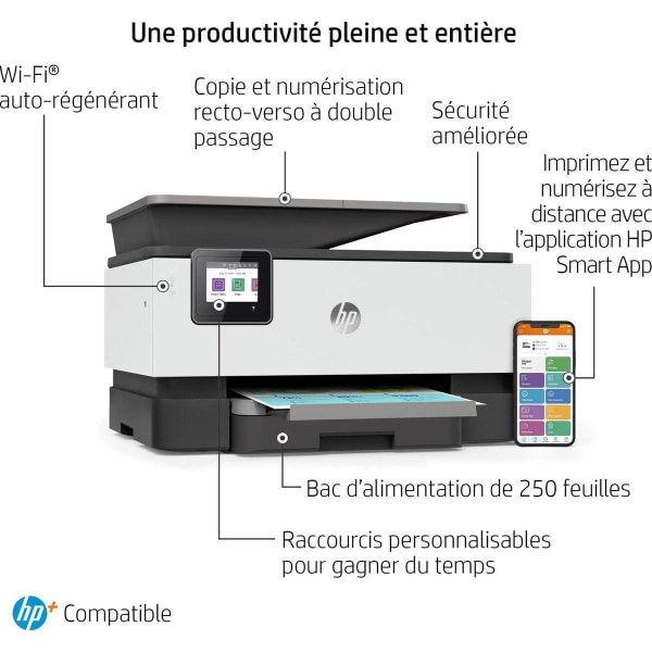 HP OfficeJet Pro HP 9010e All-in-One -tulostin, väritulostin, pi