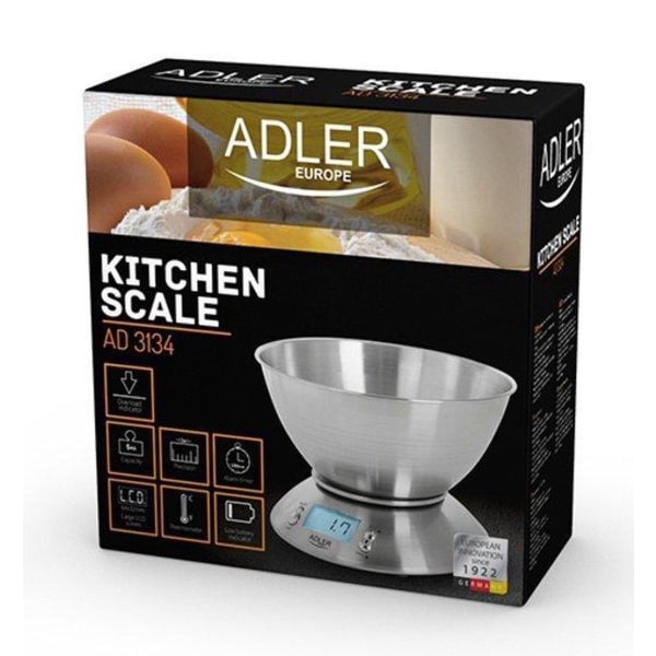 Adler AD 3134 Elektroninen keittiövaaka Ruostumaton teräs Pyöreä Black
