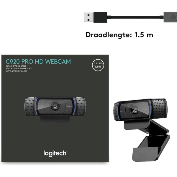 Logitech C920 - HD Pro Webcam - Full HD 1080p - To mikrofoner