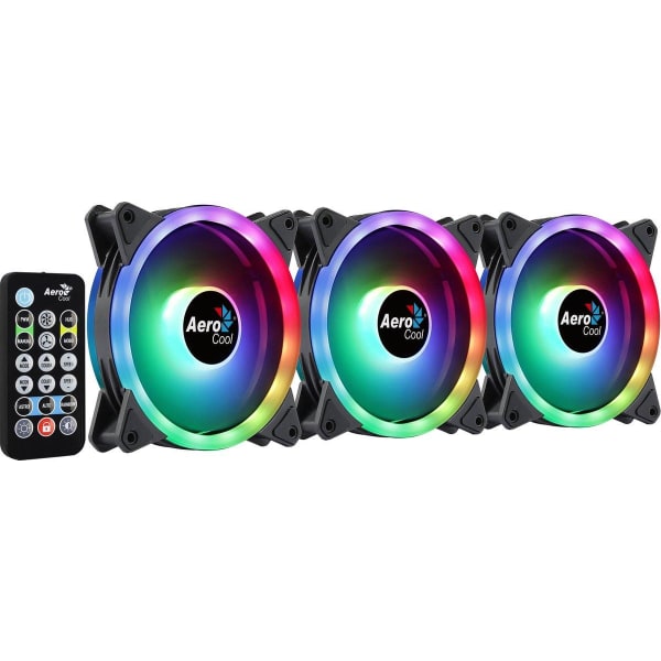 Aerocool DUO12PRO Kit 3xFläkt 12cm ARGB LED Dual Ring Antivibrat