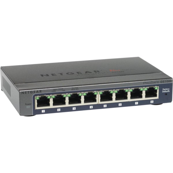 NETGEAR GS108E Managed Gigabit Ethernet (10/100/1000) Svart