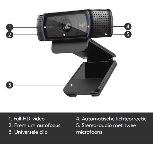 Logitech C920 - HD Pro Webcam - Full HD 1080p - Två mikrofoner