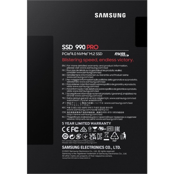 Samsung 990 PRO - Sisäinen SSD - M.2 NVMe - 1 Tt