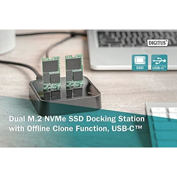 Digitus Dual M.2 NVMe SSD-dockingstation med offline klonfunktio
