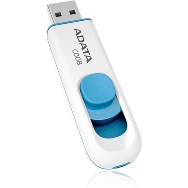 ADATA 64GB C008 USB-flashdrev USB Type-A 2.0 Blå, Hvid