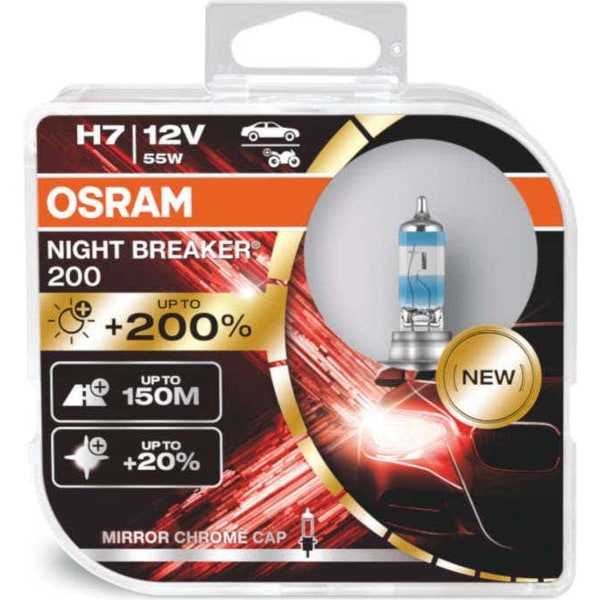 OSRAM NIGHT BREAKER 200 H7 HALOGEN Glödlampa för bil 2 st. Svart