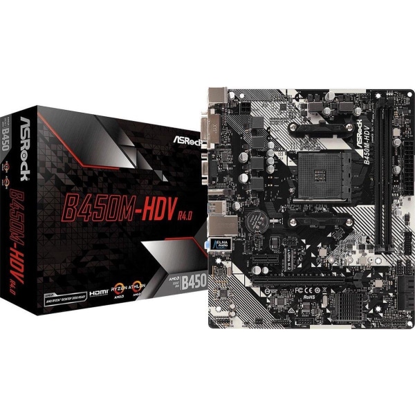 Asrock B450M-HDV R4.0 AMD B450 Kanta AM4 micro ATX