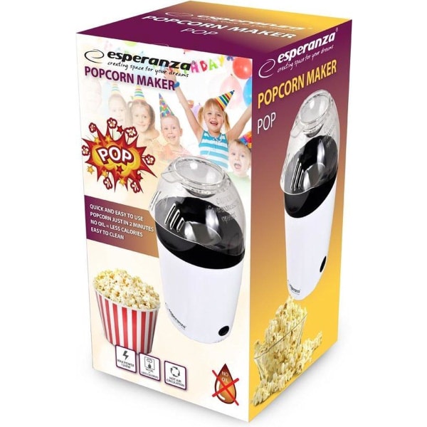 Esperanza EKP006 popcornpopper Svart, Vit 0,27 L 2 min 1200 W Svart