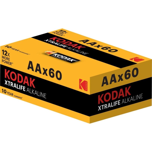 Kodak XTRALIFE alkaliskt AA-batteri (60-pack) Svart