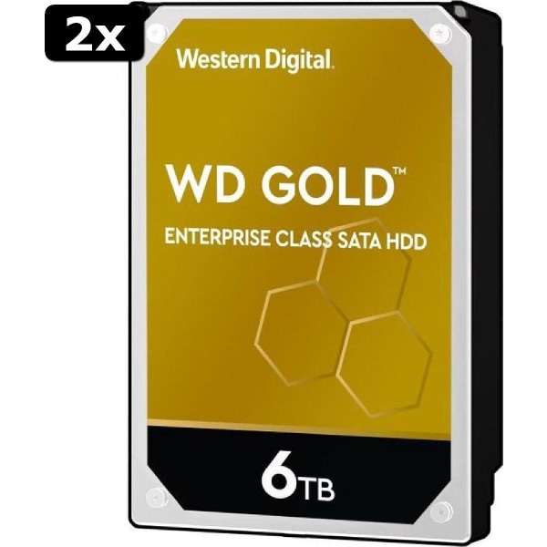 2x Western Digital Gold - Intern hårddisk 3,5 - 6 TB