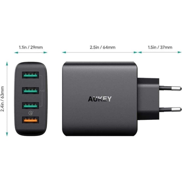 AUKEY PA-T18 mobilladdare 4xUSB Quick Charge 3.0 10.2A 42W
