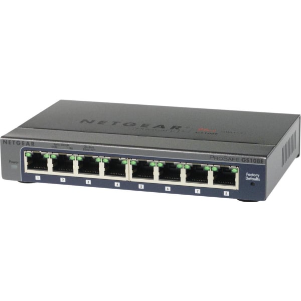 NETGEAR GS108E Managed Gigabit Ethernet (10/100/1000) Musta