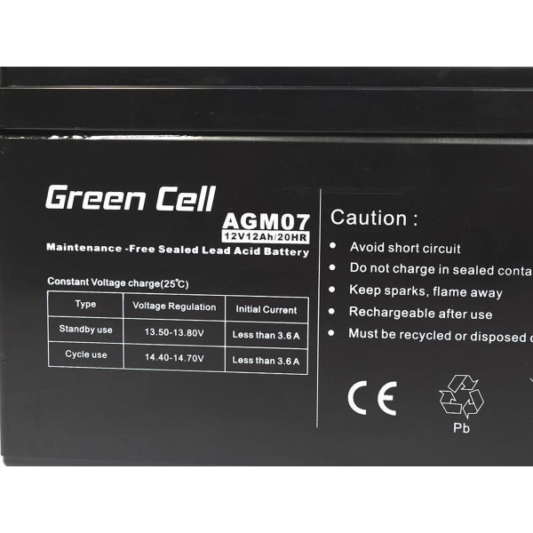 Green Cell AGM -akku 12 V 12 Ah - Akku - 12 000 mAh suljettu lyi