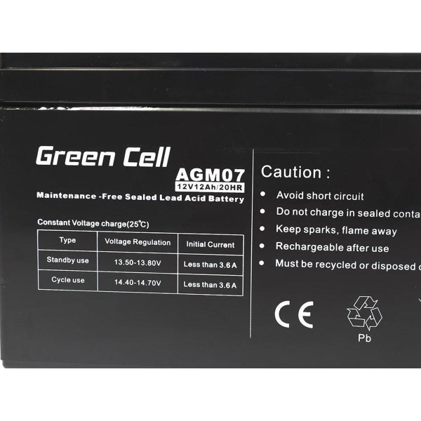 Green Cell AGM-batteri 12V 12Ah - Batteri - 12 000 mAh förseglad