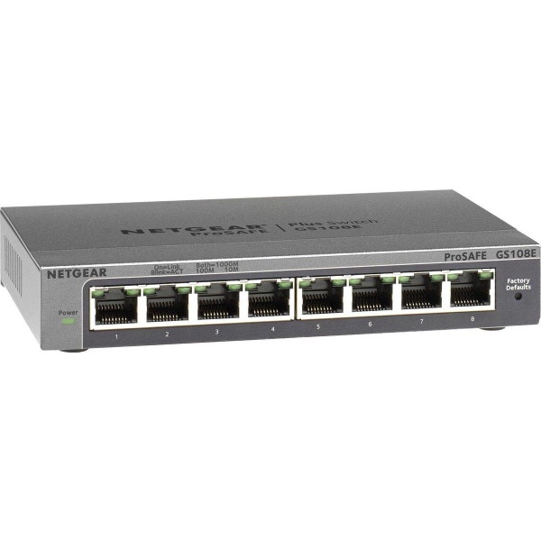 NETGEAR GS108E Managed Gigabit Ethernet (10/100/1000) Musta