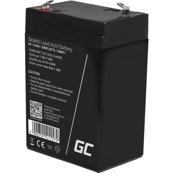 Green Cell AGM11 UPS-batteri förseglad blysyra (VRLA) 6 V 5 Ah