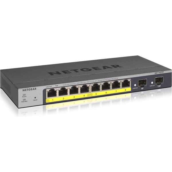 Netgear Pro GS110TPv3 - Nätverksswitch - Managed - PoE+ - 8 port