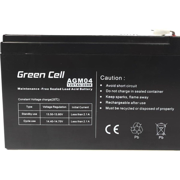 Green Cell AGM04 UPS akku suljettu lyijyhappo (VRLA) 12 V 7 Ah