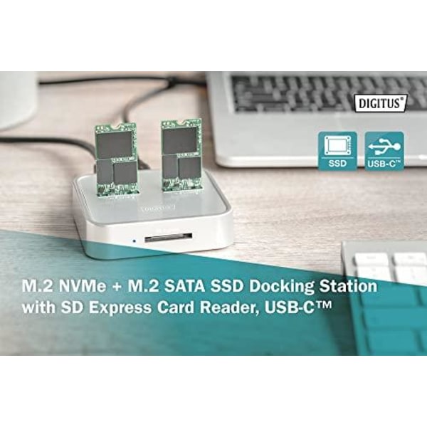 Digitus M.2 NVMe + M.2 SATA SSD-dockingstation med SD Express-ko
