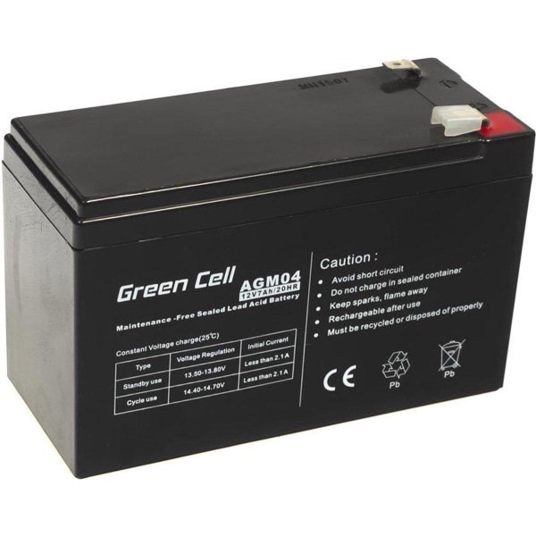Green Cell AGM04 UPS batteri Forseglet blysyre (VRLA) 12 V 7 Ah