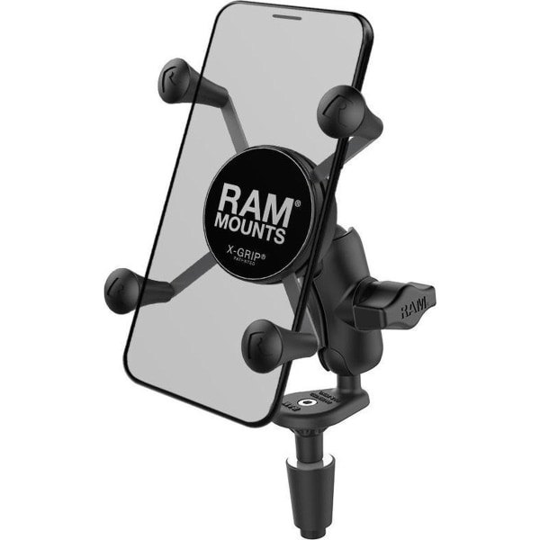 RAM-fästen X-Grip-telefonhållare med motorcykelgaffelstambas
