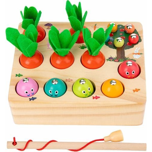 Montessori trä Morotsskörd Baby motoriska färdigheter Pedagogisk lärande leksak trä