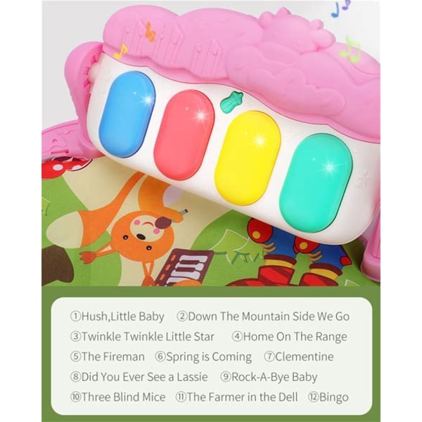 Baby för lekmattor Leksak Musical Kick Pianoleksak för mage för tid för med skallror Bridge Andningsmatta för baby 1/2/