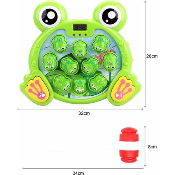 Whack-A-Frog Spel Toddler med 2 hammare för baby, tidig inlärning Slitstark bultande leksak för barn i åldrarna 2-8 Pojkar Flickor