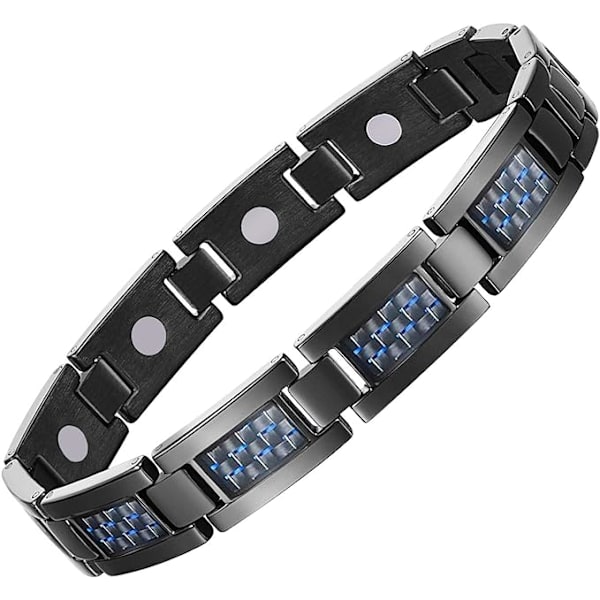 Magnetisk Armbånd til Mænd med Unikt Blå Kulfiber Titan