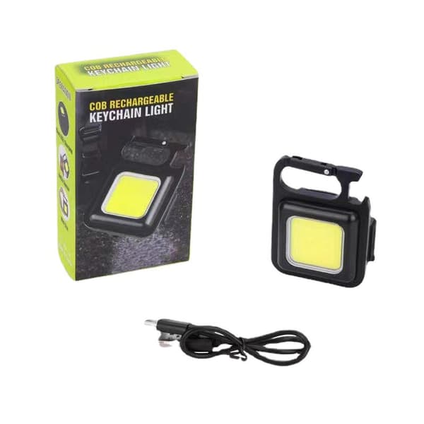 1-Pakkaus Monitoiminen COB Mini Avaimenperä Taskulamppu USB-Lataus