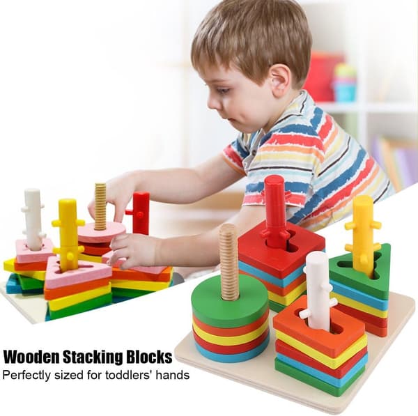 Träblock för stapling, Montessori-spel, balansblock, Fin DXGHC