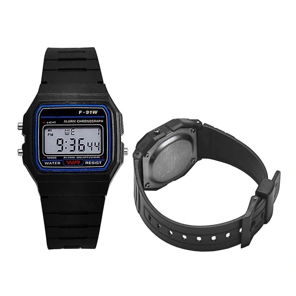 Luksuriøs klassisk digitalklokke F-91W Unisex Retro Vintage Sport LED Vanntett [LGL] svart DXGHC