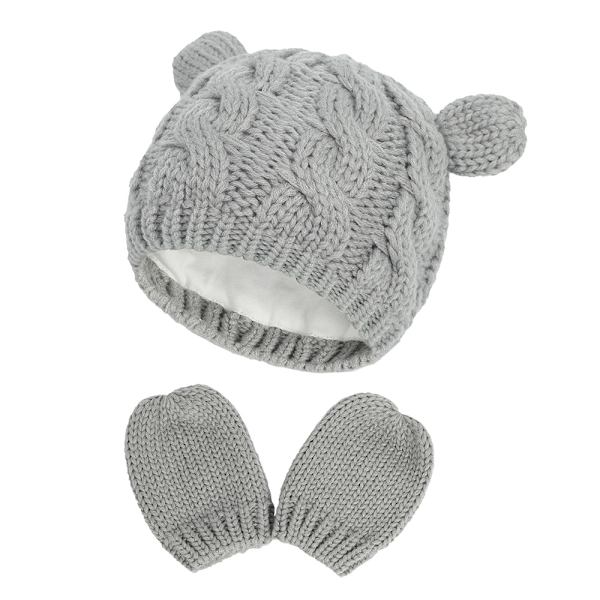 Babyhatt och Vantar Baby Flicka Pojke Beanie Set Stickad Vinter H DXGHC