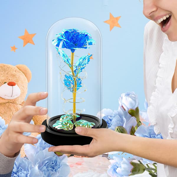 Led Enchanted Galaxy Rose Evig 24k Guldfolie Blomst Med Fe