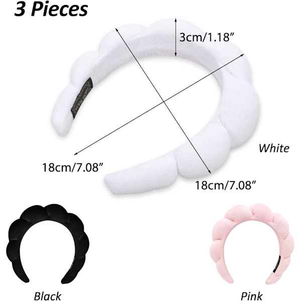 Hårband för kvinnor, 3-pack, sminkband, hudvård DXGHC