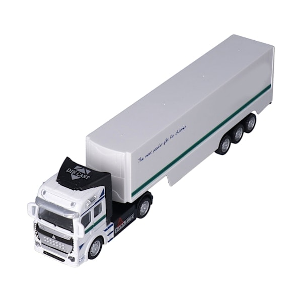 1:48 Leksakslastbil med Återdragning, Container Lastbilsleksak, Legeringsmodell Transportbilsleksak för 3-åringar (vit lastbil)