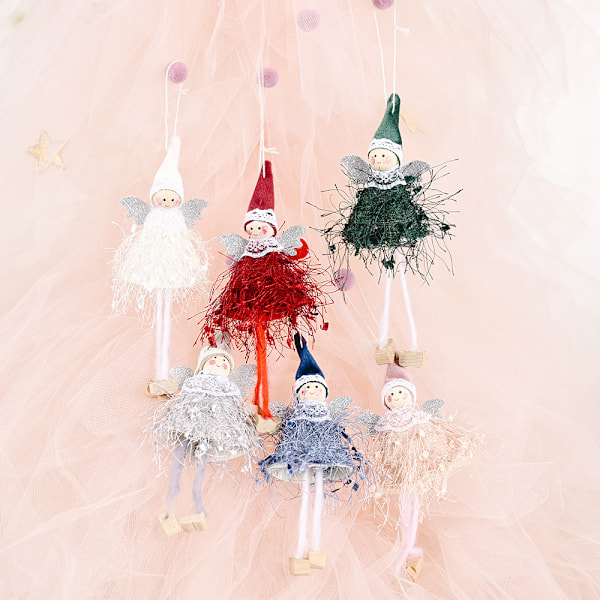 6 Julepynt Fluffy jente hengende ben anheng kreativ