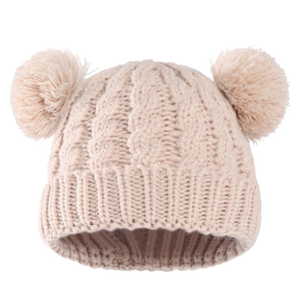 Baby Pullover Hatt Dubbla Bollar Barnhatt Höst och Vinter W