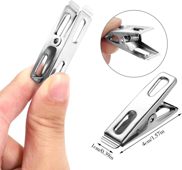 20 stk Rustfritt Stål Klesklyper, 4cm Metall Klesklyper Flekk DXGHC