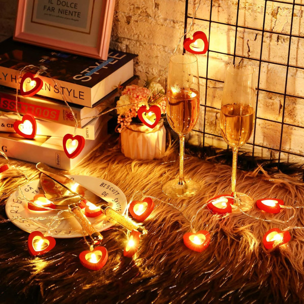 Alla hjärtans dag trä hjärta String Light LED Fairy Light Hängande