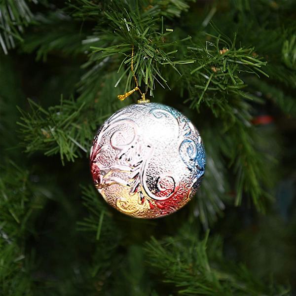 12 st 4cm Julgranspynt Bollar Dekorerade Julkula (Silver)