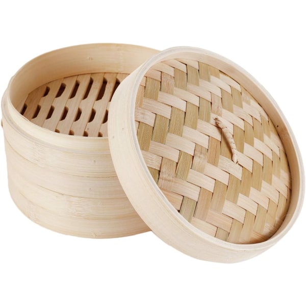 Natural bamboo steamer, 2-tier steamer with lid, perfect for  DXGHC