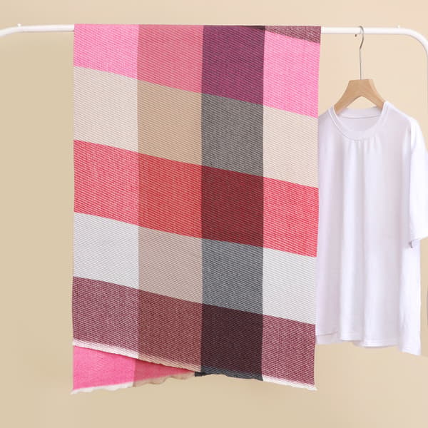 Rosa polyester bomulls skjerf med flerfarget striper, varm for kvinner