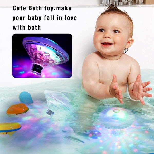 Vanntett svømmebassenglys, babybadelys for badekaret (7 lysmoduser), fargerike LED-badelys leker badekar for basseng