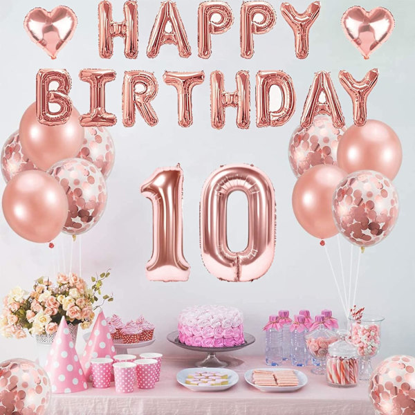 10-års bursdagsballonger, 10-års bursdagsballonger for jenter, 10-års bursdag